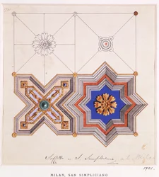 Takdekorasjoner fra San Simpliciano, Milano (wc og blyant på papir)
